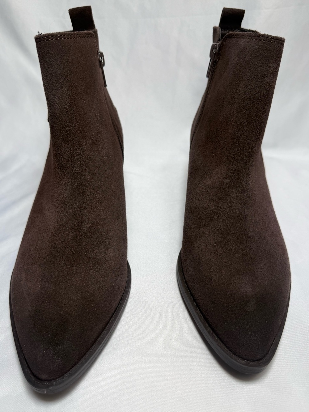 NEW Lucky Brand Anurla Womens Ankle Booties Sz 8m Brown Leather Suede Side Zip